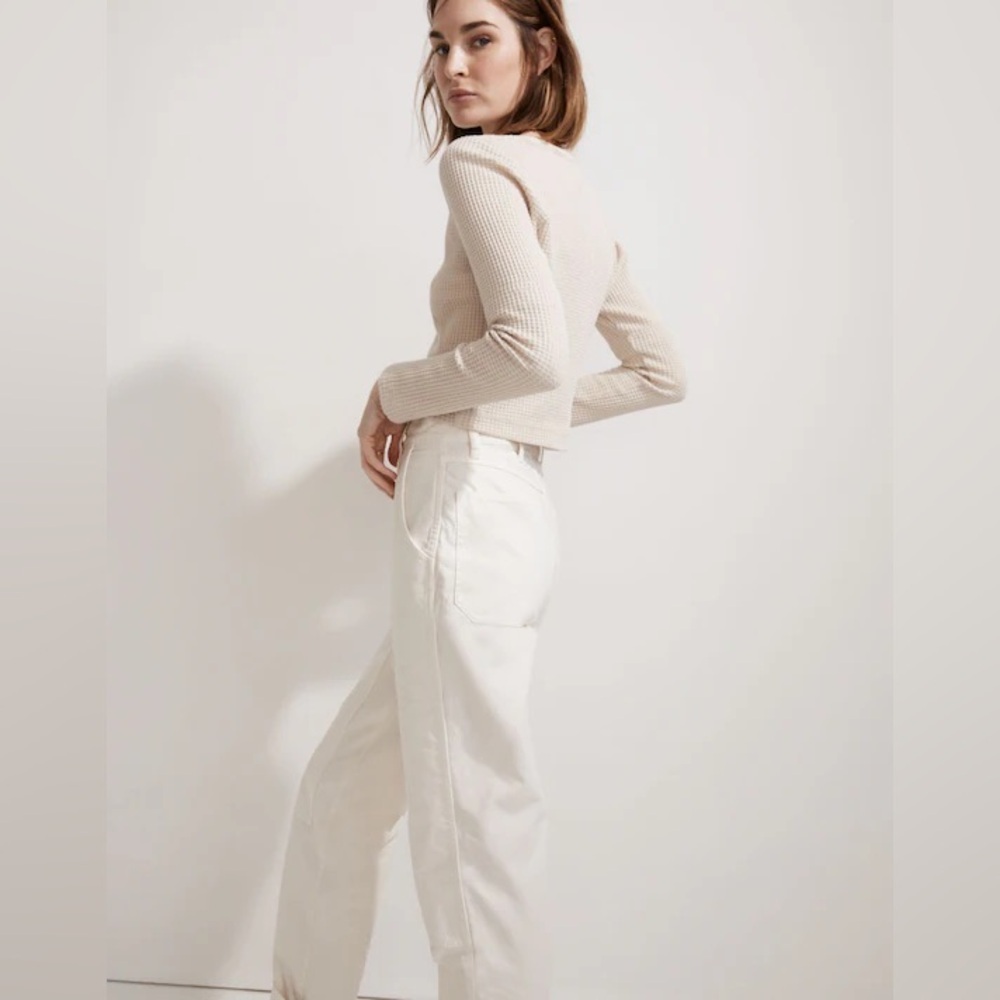 Madewell Cream Waffle-Knit Long Sleeve Crop Top - Picture 10 of 10